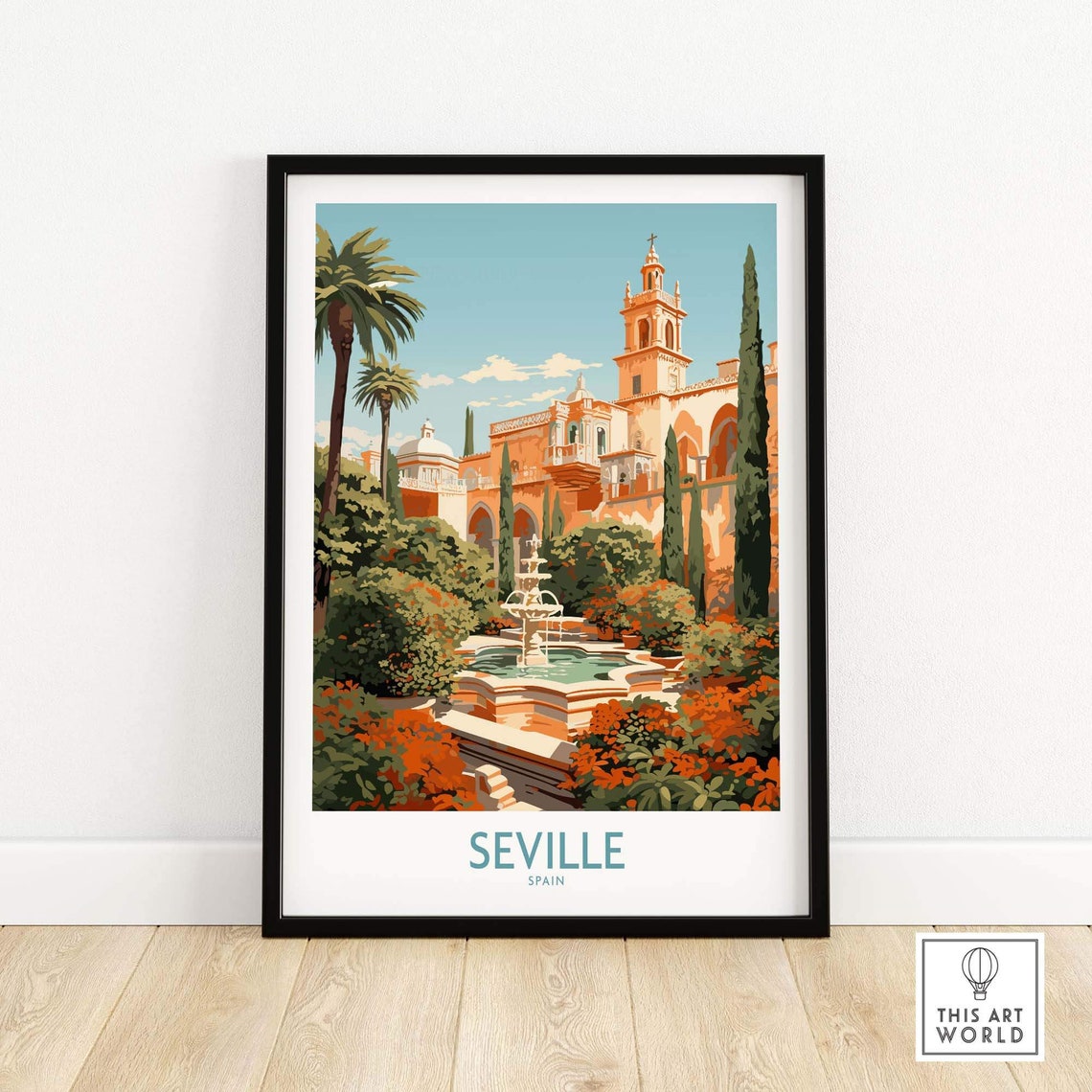 Seville Travel Poster Home Dcor Gift Illustration Artwork Wall Art Print