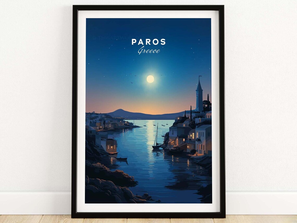 Paros Greece Travel Poster, Home Decor Art Print