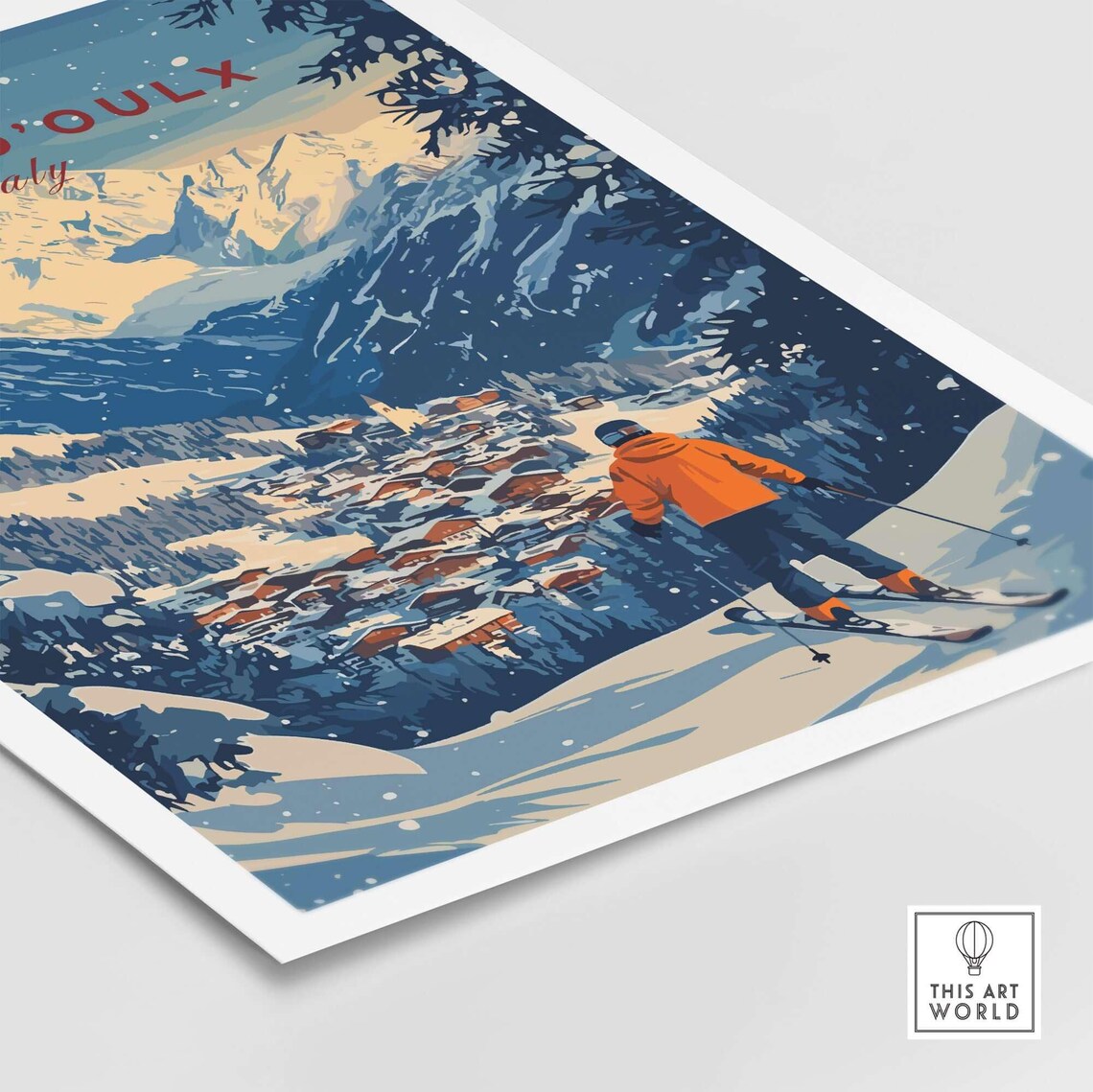 Winter Sports Art Print, Ski Lodge Decoration - Image 5
