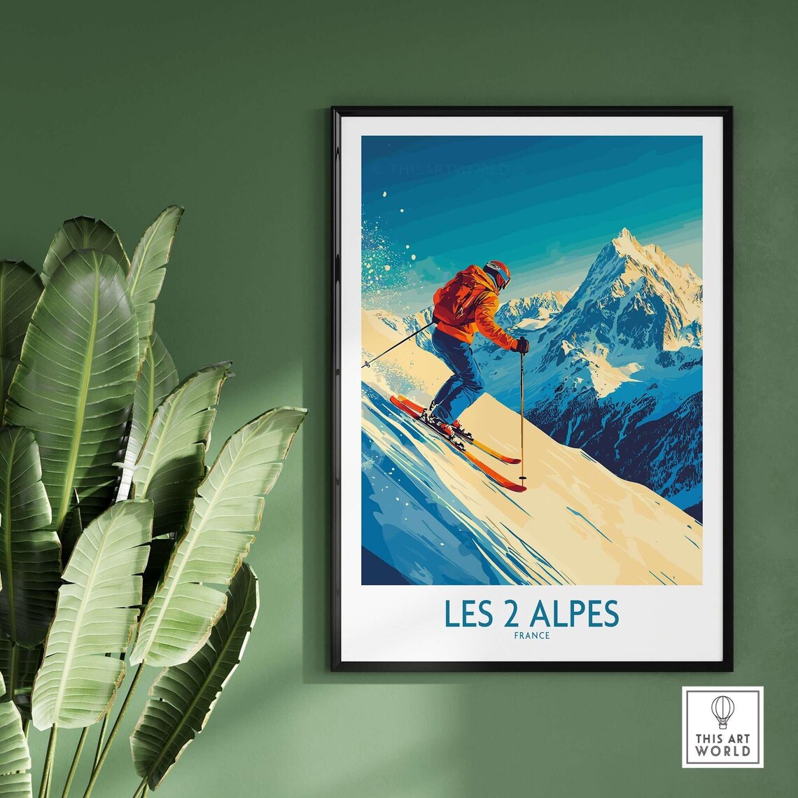 Les 2 Alpes, France Ski Resort Travel Poster - Image 2