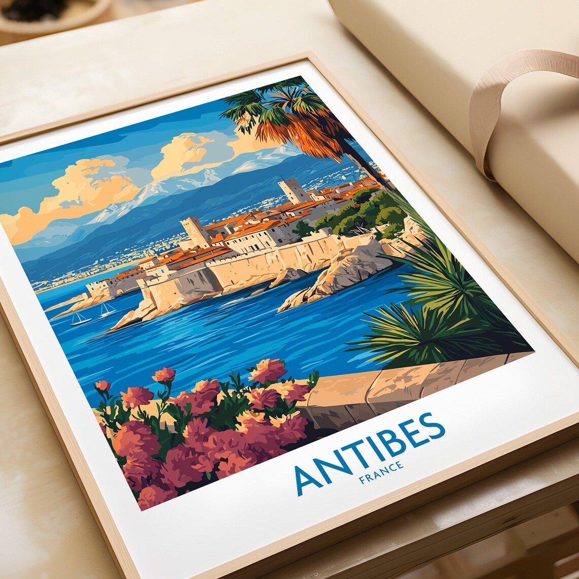 Antibes France Old Town Fortified Coast Rocky Bay Travel Poster