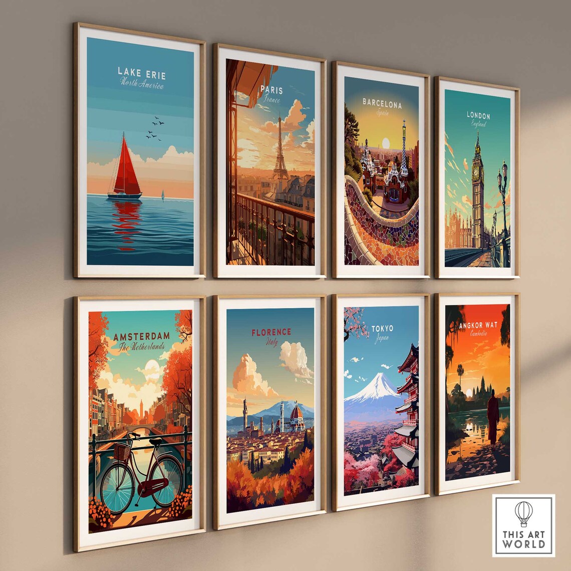 Lake Erie North America Red Sailboat Golden Sunset Sailing Poster - Image 3