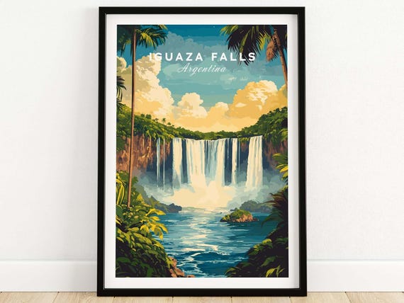 Iguaza Falls Argentina Travel Poster, Wall Art Print