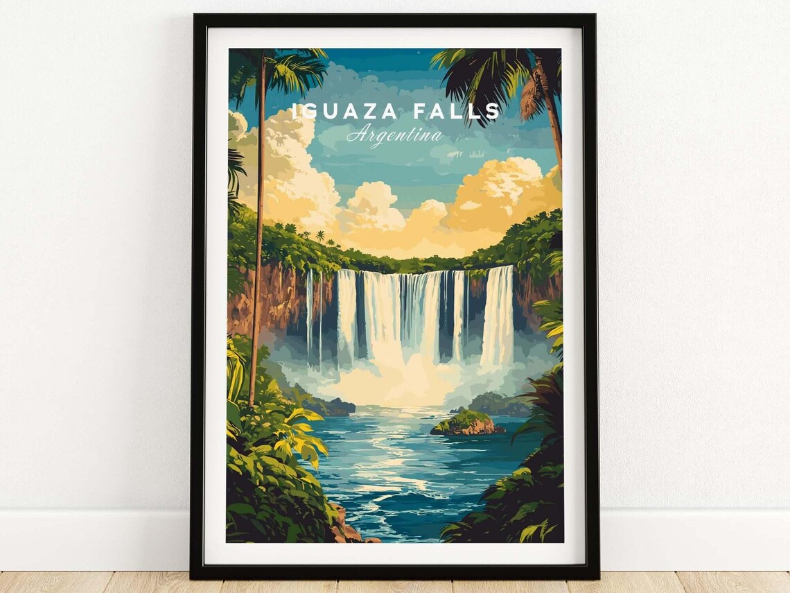 Iguaza Falls Argentina Travel Poster, Wall Art Print