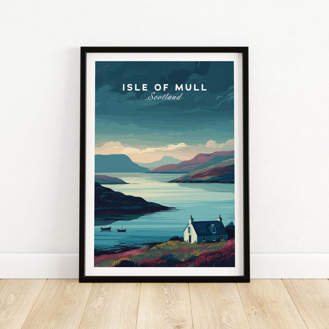 Isle of Mull Scotland Cottage Sea Loch Mountains Travel Poster