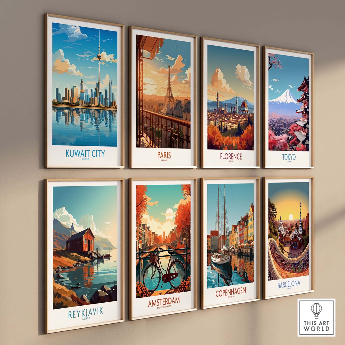 Kuwait City Skyline Kuwait Towers Harbor Reflection Travel Poster - Image 3