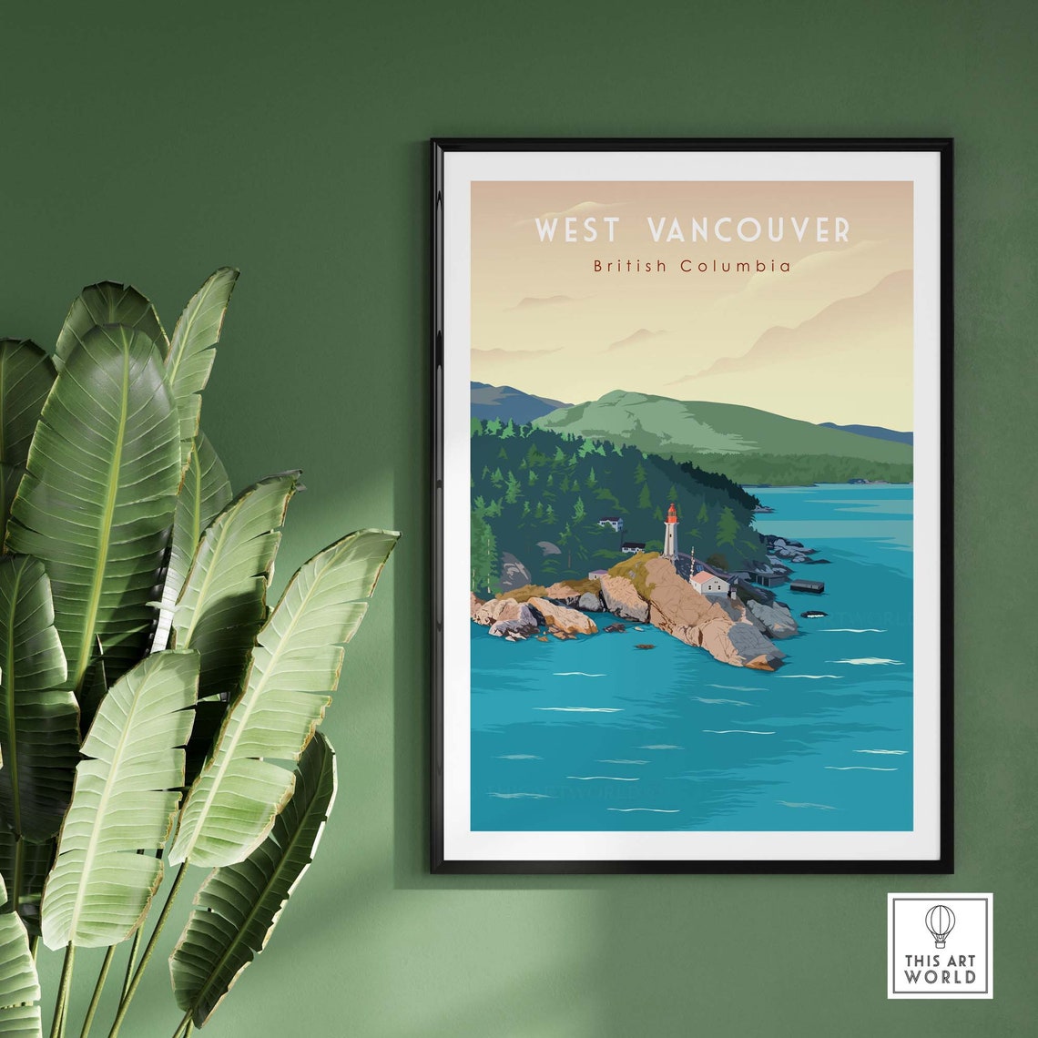 West Vancouver British Columbia Lighthouse Coastline Travel Poster - Image 2