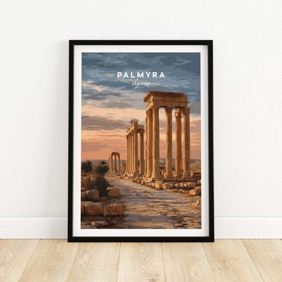 Palmyra Art Print Roman Columns Poster Syrian Desert Wall Vintage Style Middle East Artwork Framed And Unframed Historic Decor