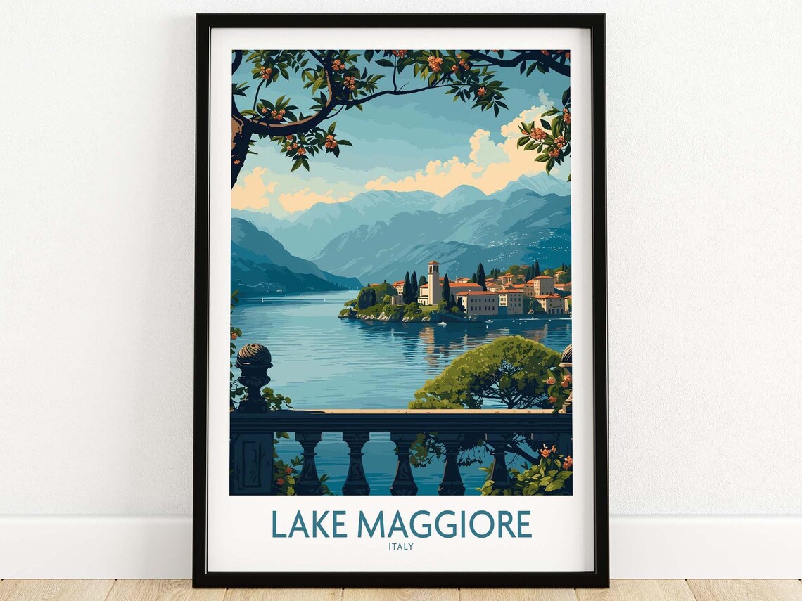 Lake Maggiore Italy Travel Poster, Wall Art Print