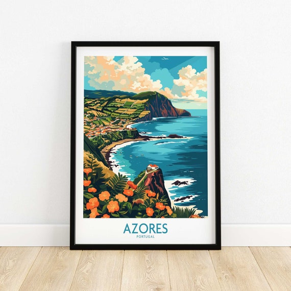 Azores Wall Art Print Travel Poster Home Decor Artwork Gift Illustration Lover