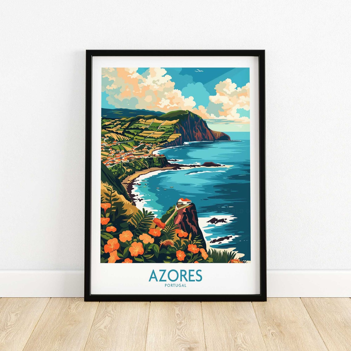 Azores Wall Art Print Travel Poster Home Decor Artwork Gift Illustration Lover
