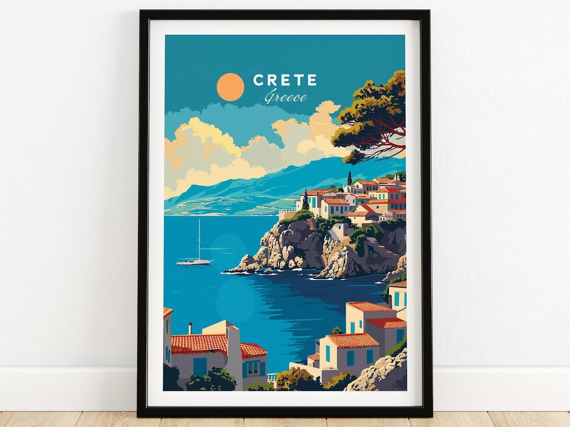 Crete Travel Poster, Greece Wall Art Print