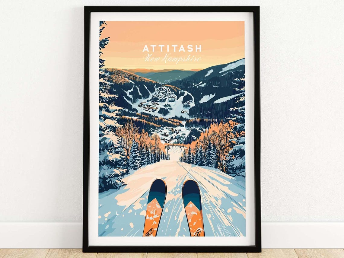 Attitash New Hampshire First Person Ski Run Valley Sunset View Poster