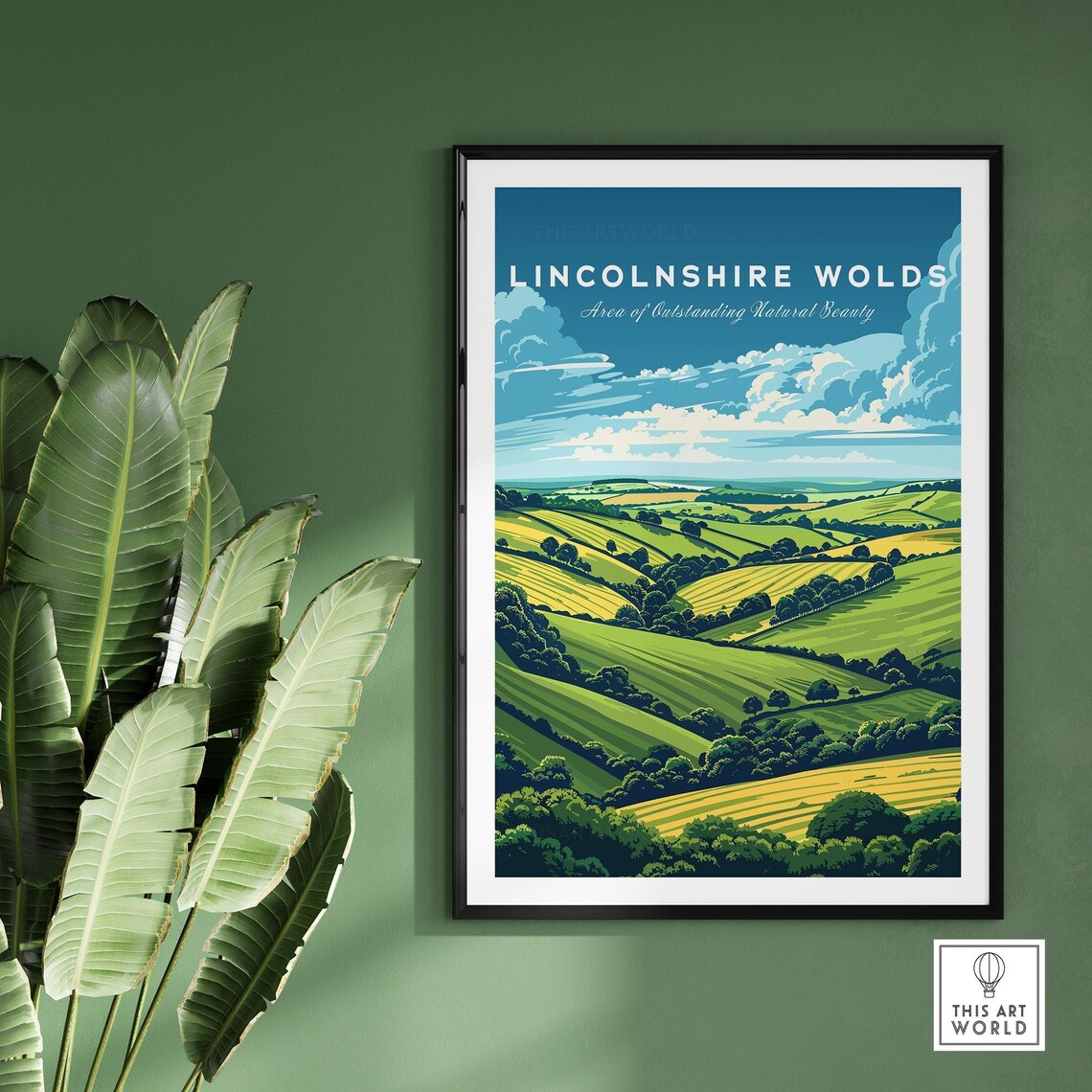Lincolnshire Wolds Travel Print Area Of Outstanding Natural Beauty Lincolnshire Wolds Artwork Poster Gift Home Decor Illustration Art - Image 2