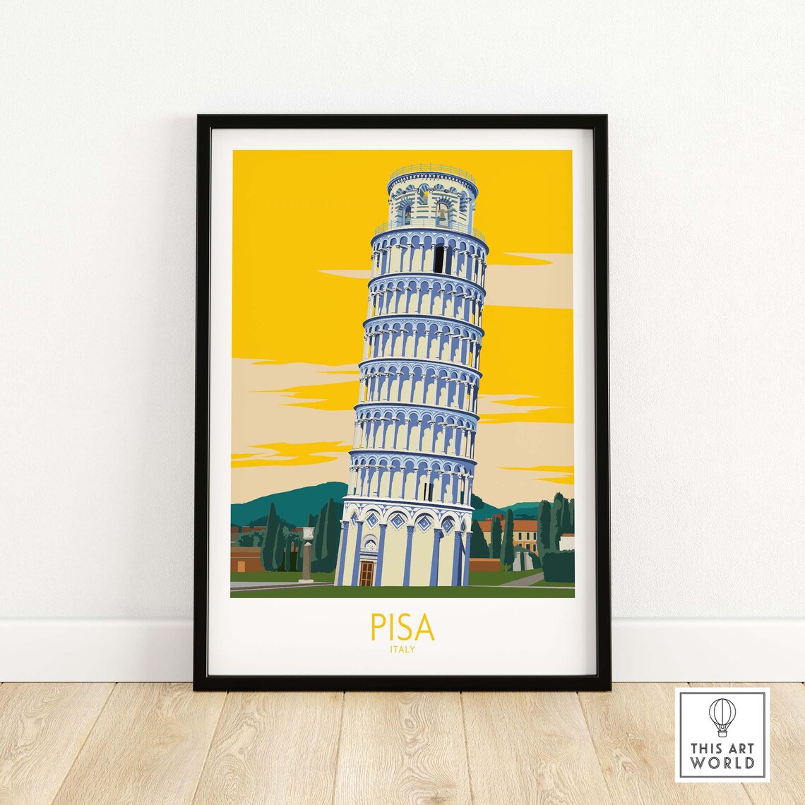 Pisa Italy Travel Poster, Pisa Tower Art Print