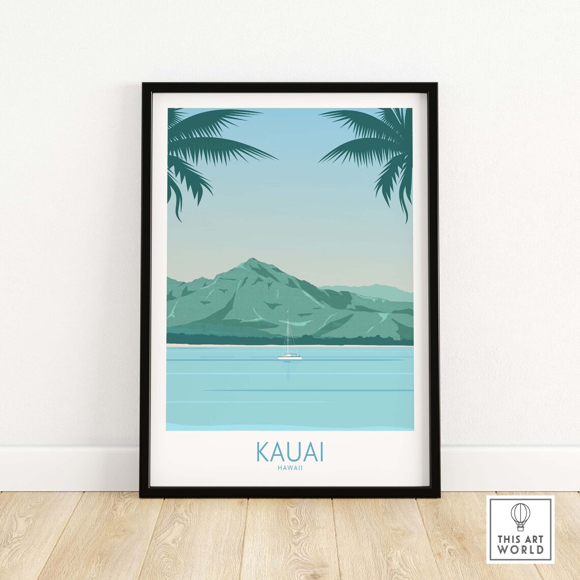 Kauai Travel Poster, Hawaii Island Beach Print