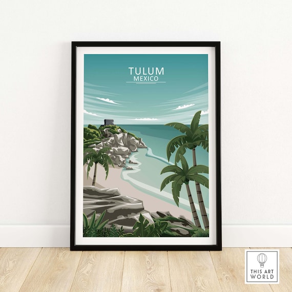 Tulum Beach Mexico Travel Poster, Wall Art Print
