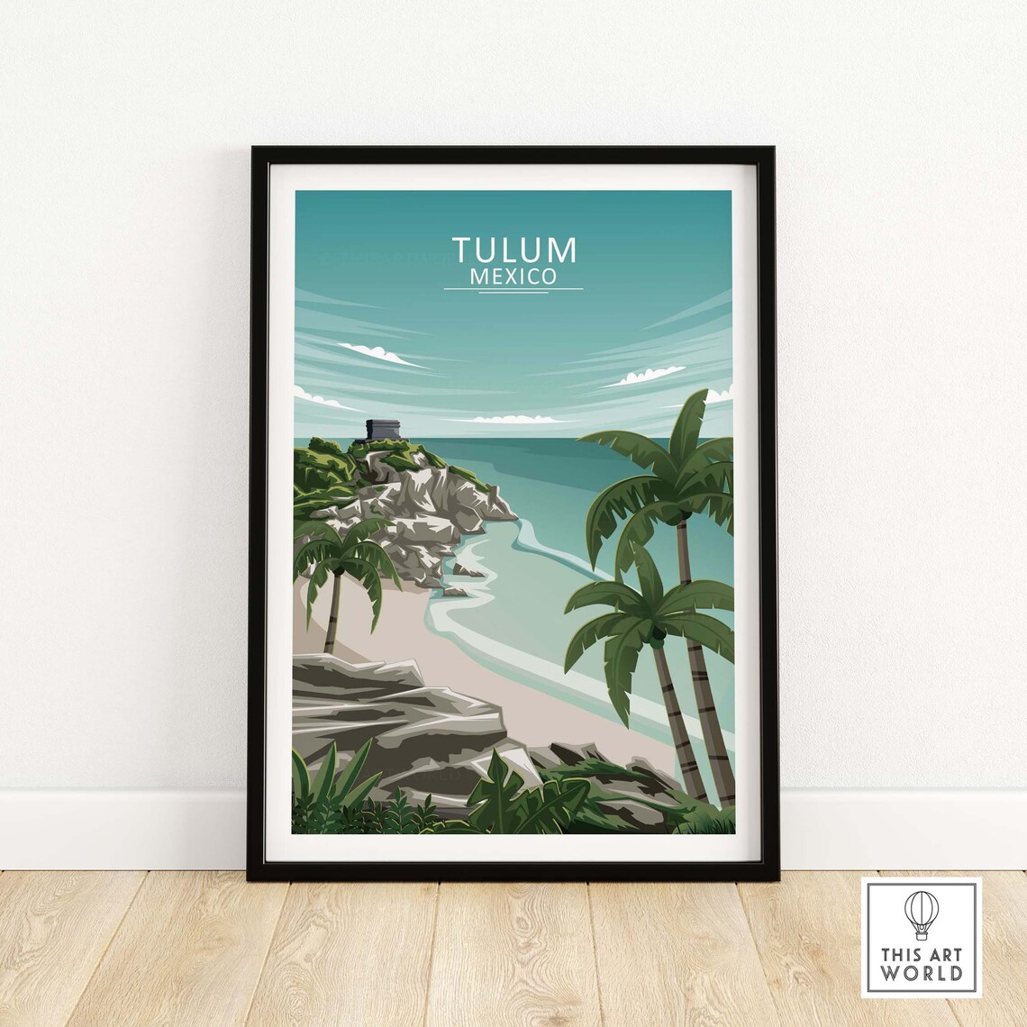 Tulum Beach Mexico Travel Poster, Wall Art Print