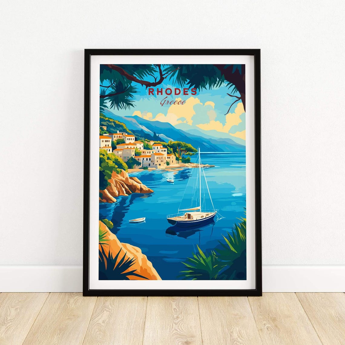Rhodes Travel Poster, Greece Illustration