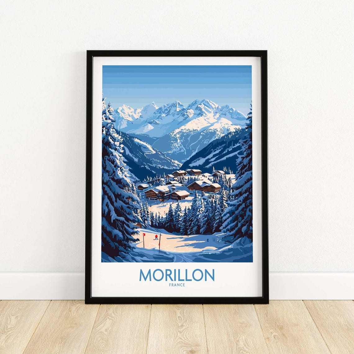Morillon Ski Art Print, France Ski Lodge Decor - Image 5