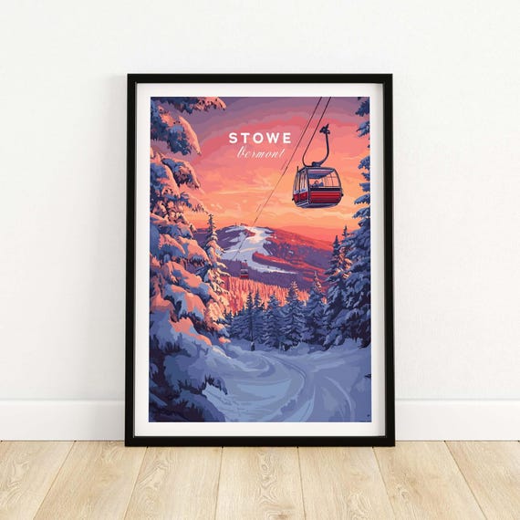 Stowe Ski Resort, Vermont Winter Sports Art Print