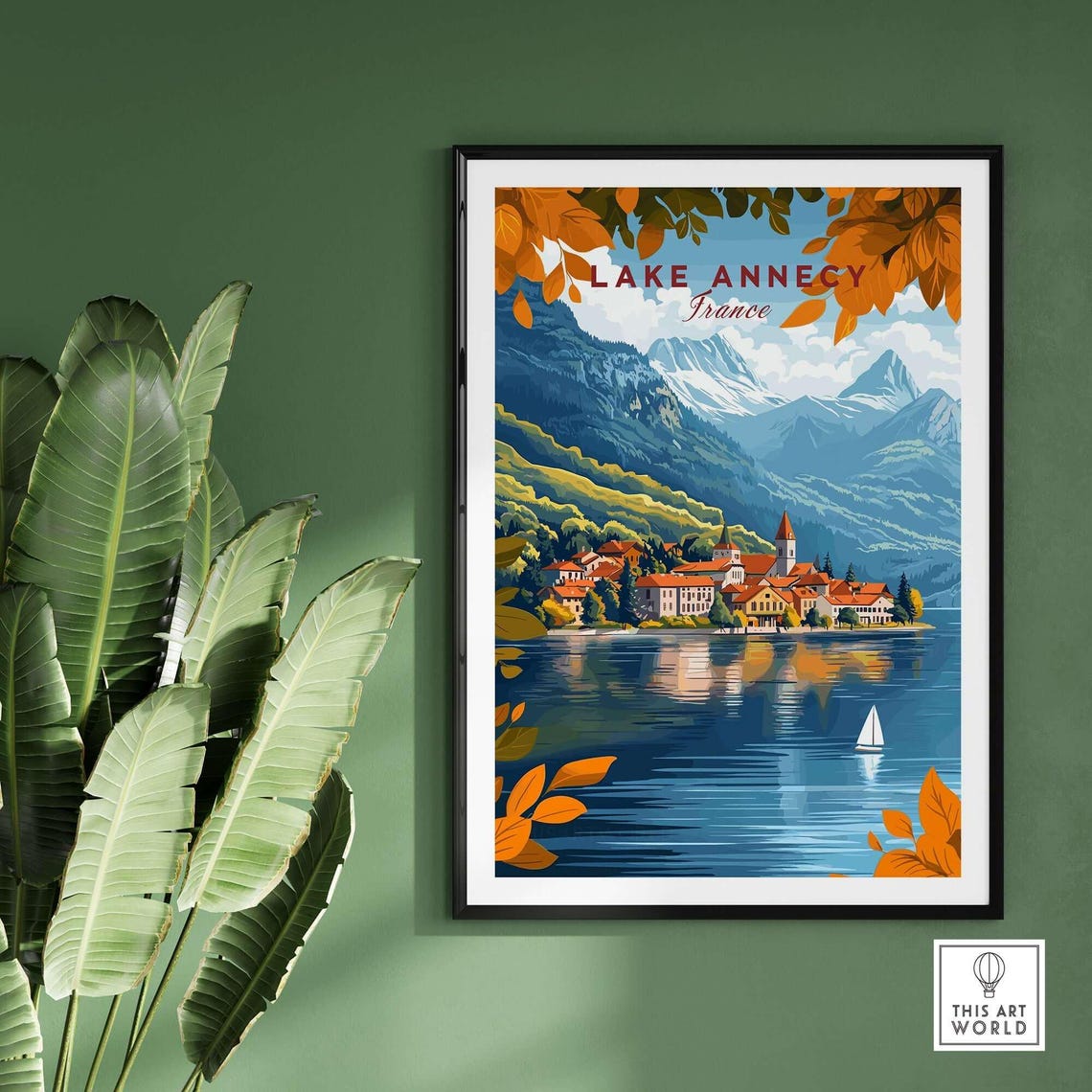 Lake Annecy Travel Print France Lake Annecy Art Print Travel Print Home Dcor Poster Gift Illustration Artwork - Image 2