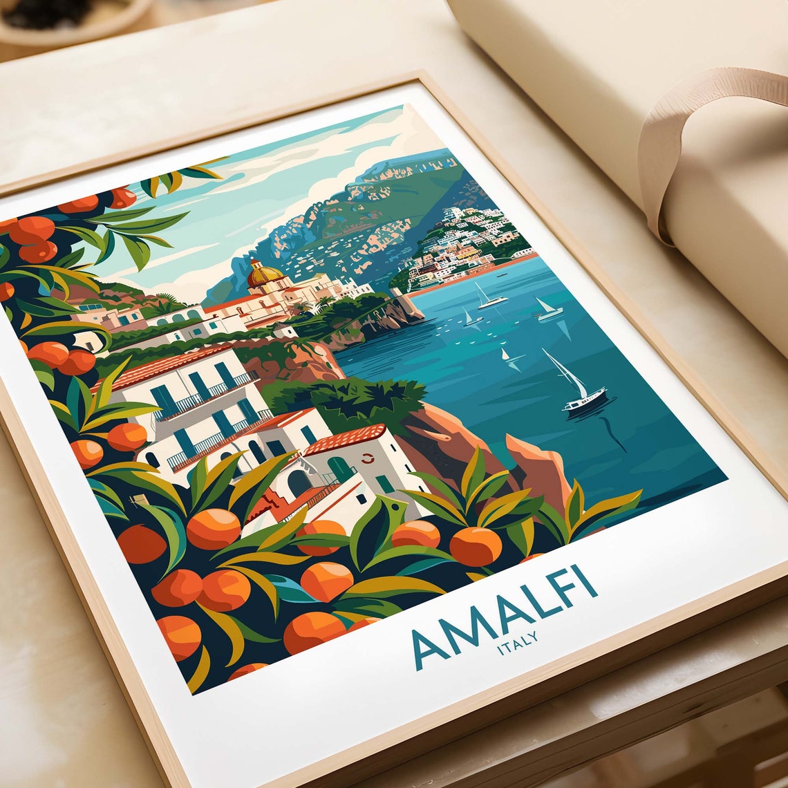 Amalfi Italy Citrus Grove Cliffside Town Amalfi Coast Poster