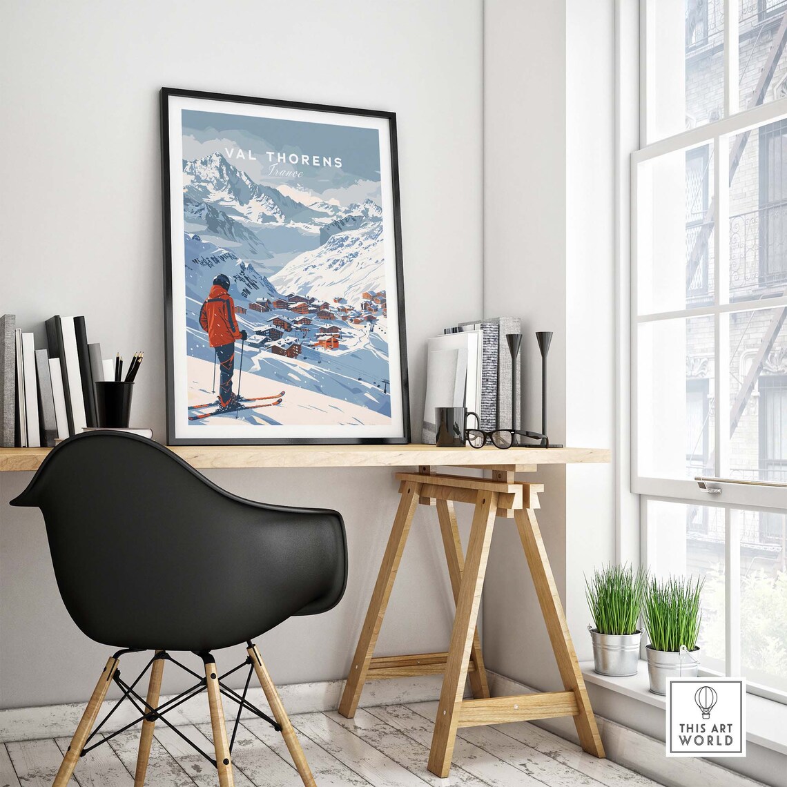 Val Thorens France Ski Village Snow Peaks Winter Resort Art Poster - Image 4
