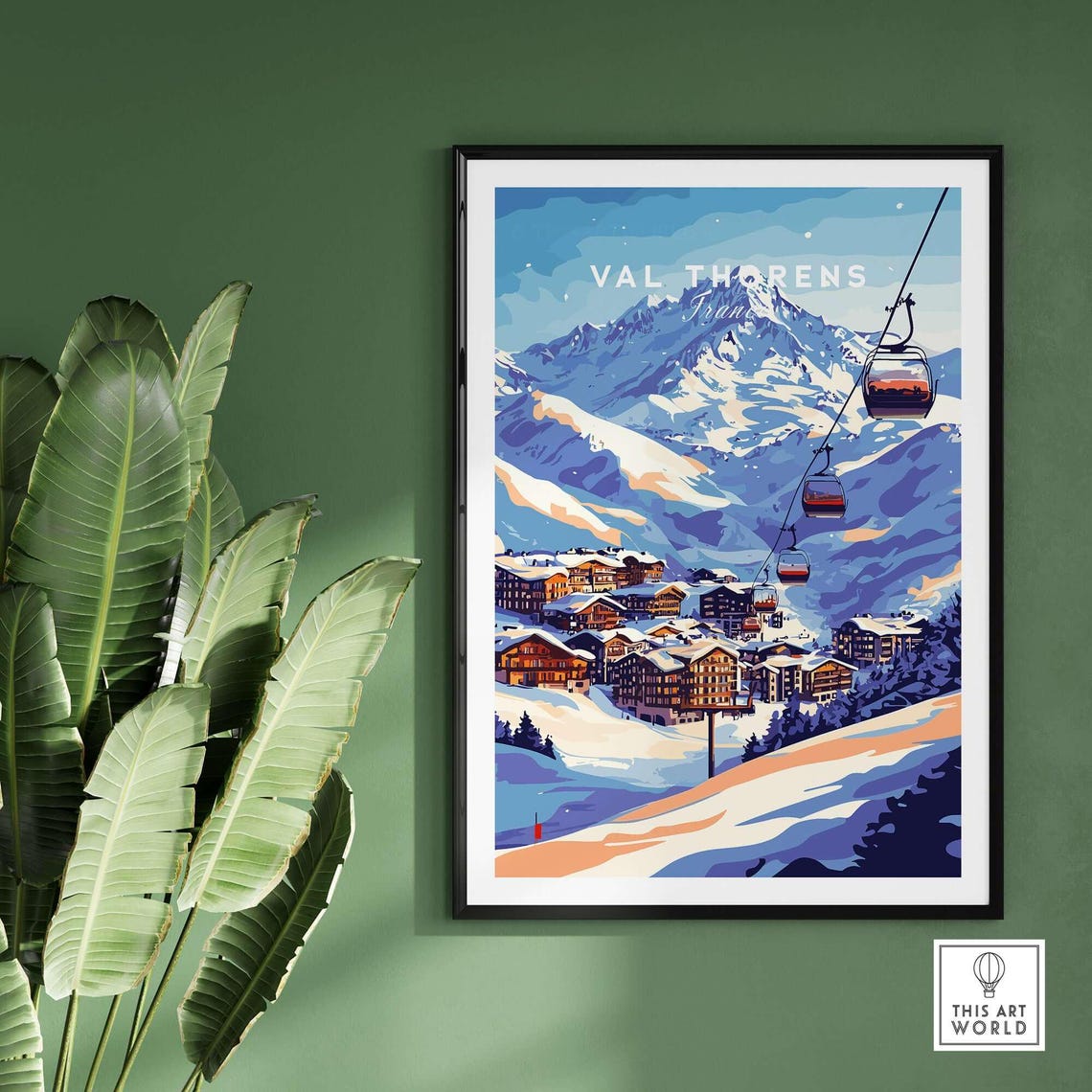 Val Thorens France Ski Poster, Chairlift Scene - Image 2