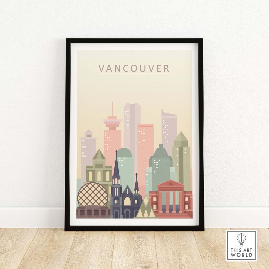 Vancouver City Skyline Travel Poster, Canada