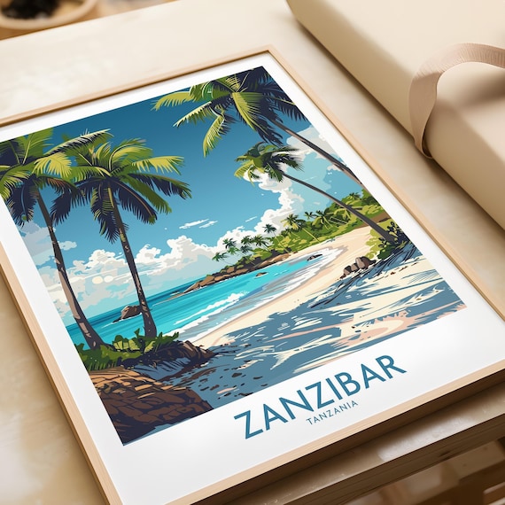 Zanzibar Wall Art Tanzania Travel Poster Zanzibar Artwork Poster Gift Tanzania Home Decor Zanzibar Illustration Art Lover Tanzania Print