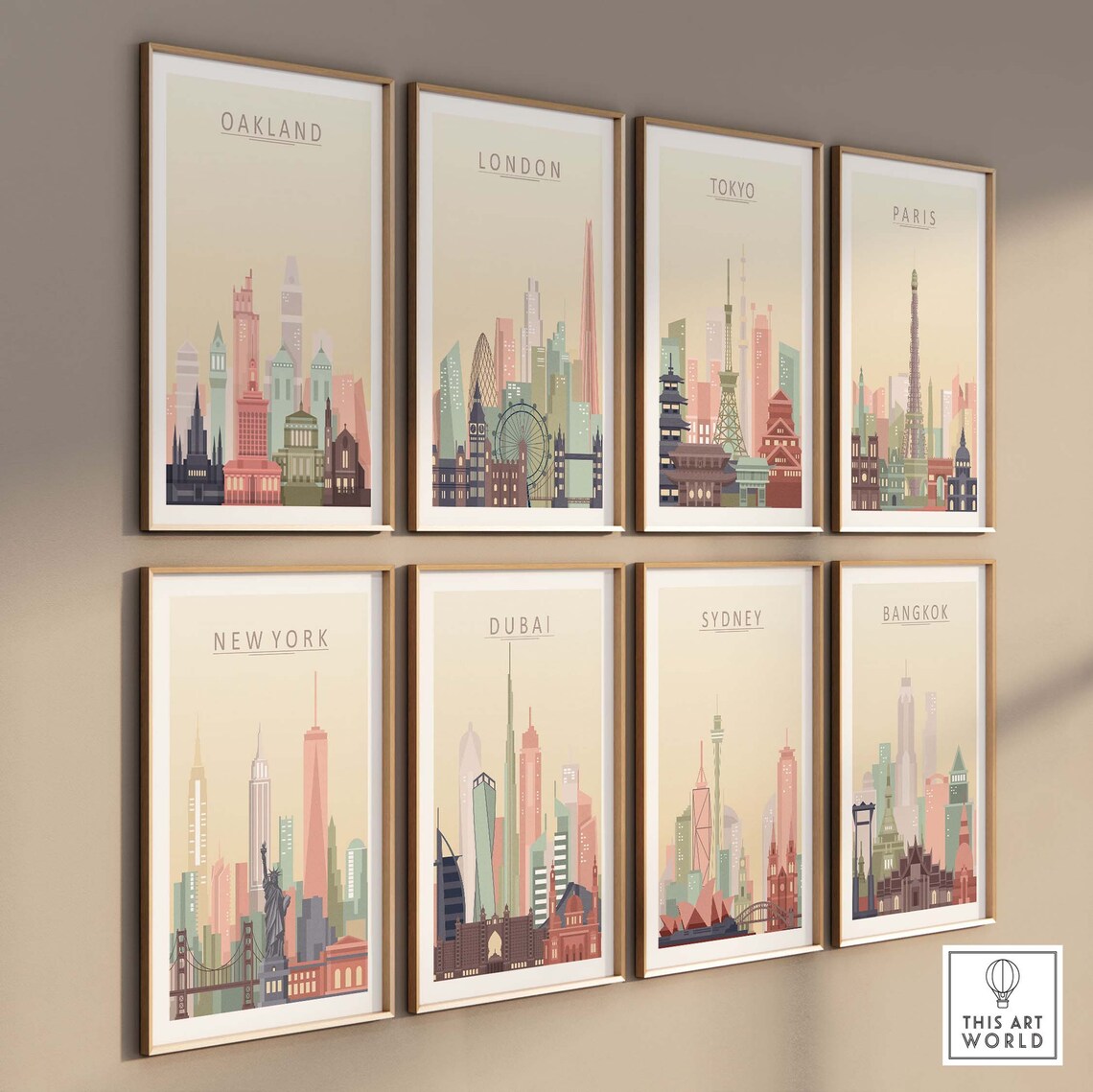 Oakland Skyline Travel Poster, California Cityscape - Image 3