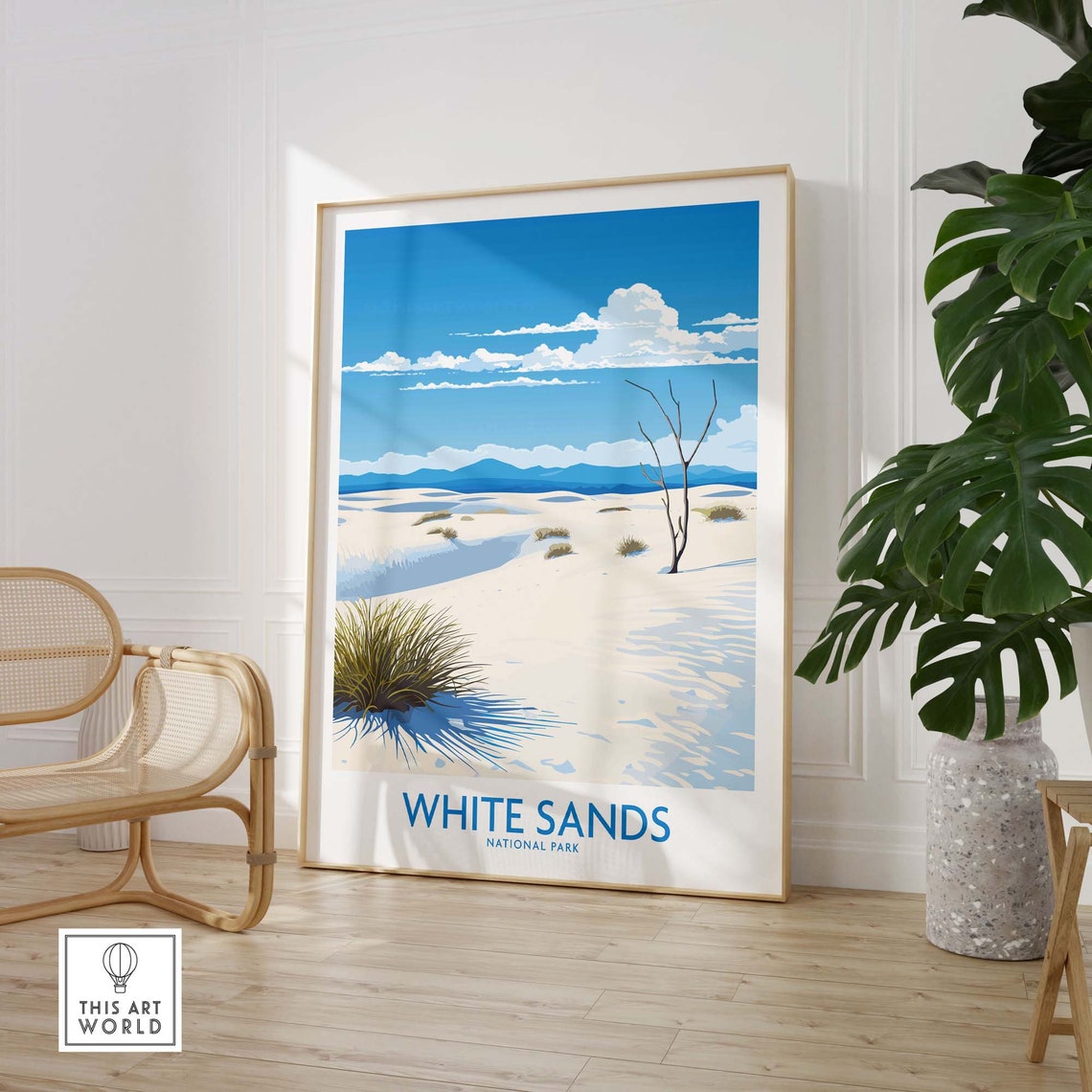 White Sands National Park White Dunes Blue Sky Desert Art Poster - Image 3