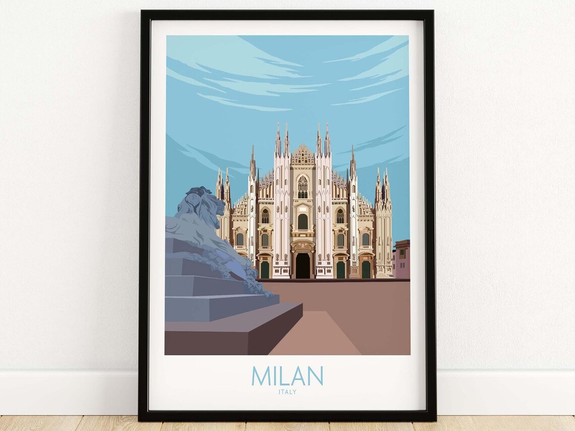 Milan Italy Travel Poster, Italian Home Decor