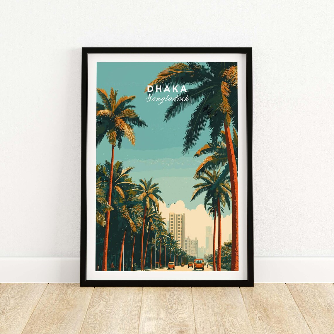 Dhaka Bangladesh Print, Urban Scene Travel Poster