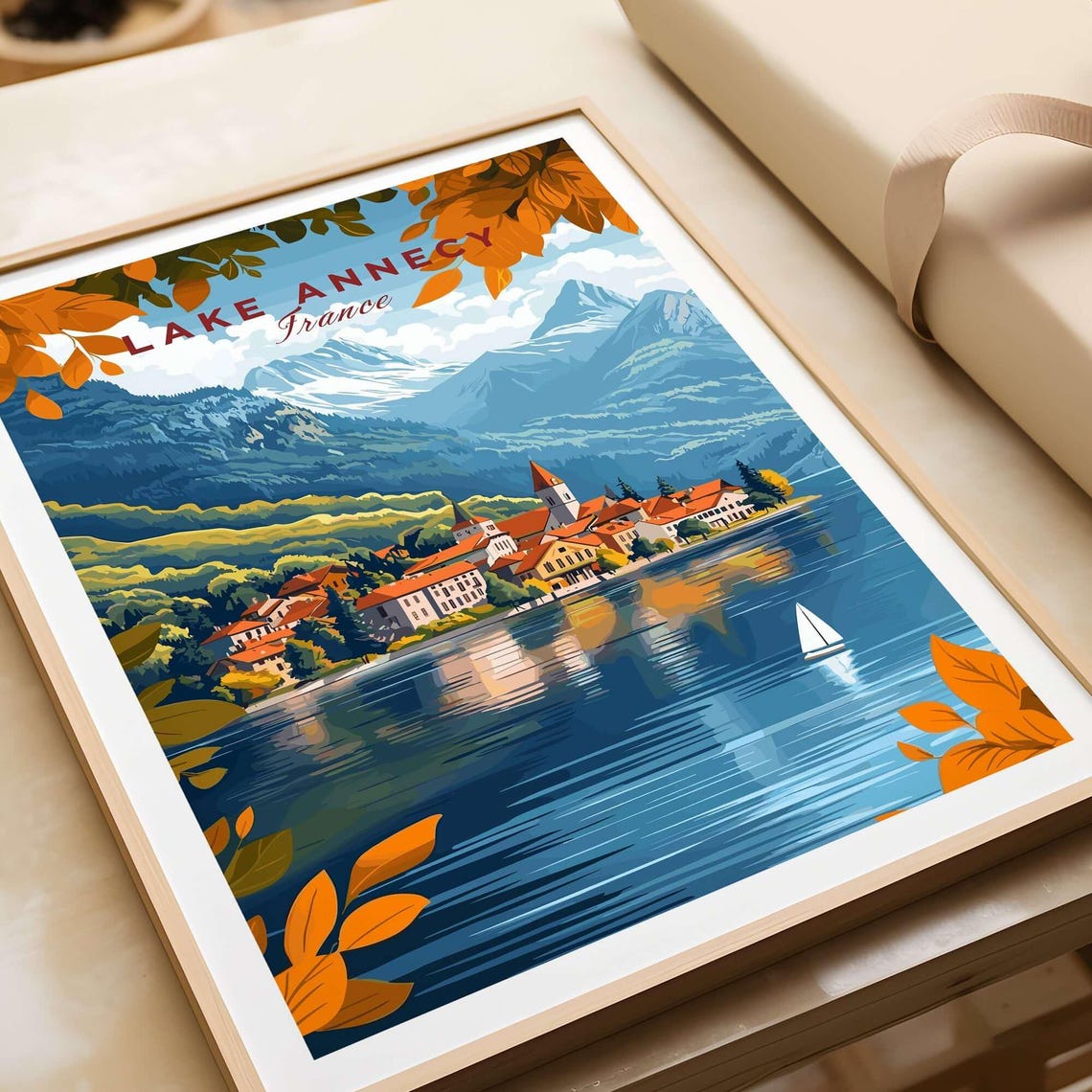 Lake Annecy Travel Print France Lake Annecy Art Print Travel Print Home Dcor Poster Gift Illustration Artwork - Image 4