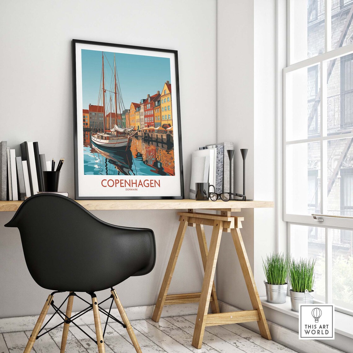 Copenhagen Denmark Nyhavn Colorful Harbor Sailboat Waterfront Poster - Image 4