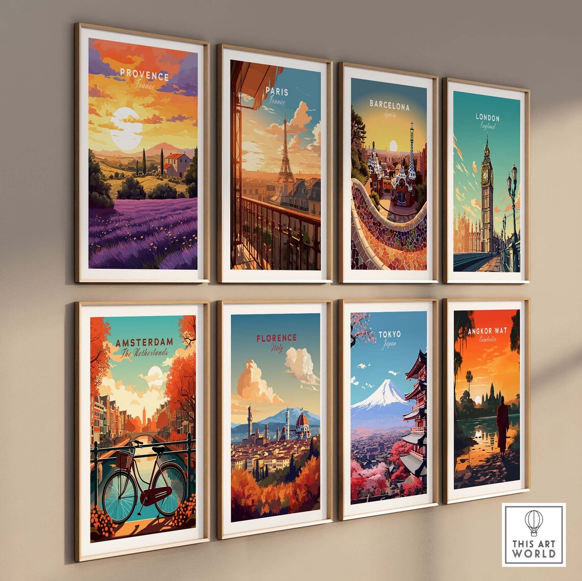 Provence France Lavender Field Farmhouse Sunset Travel Poster - Image 3