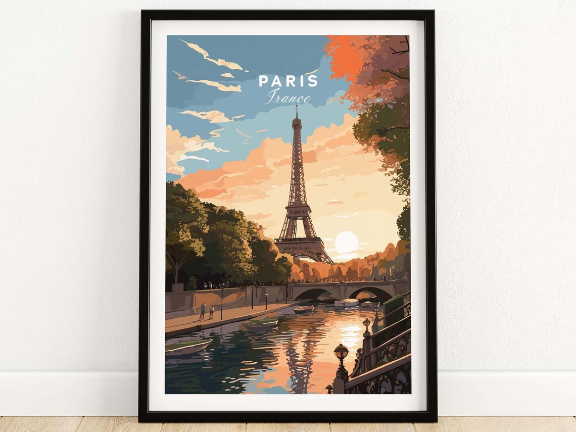 Paris Travel Poster, Eiffel Tower Art Print