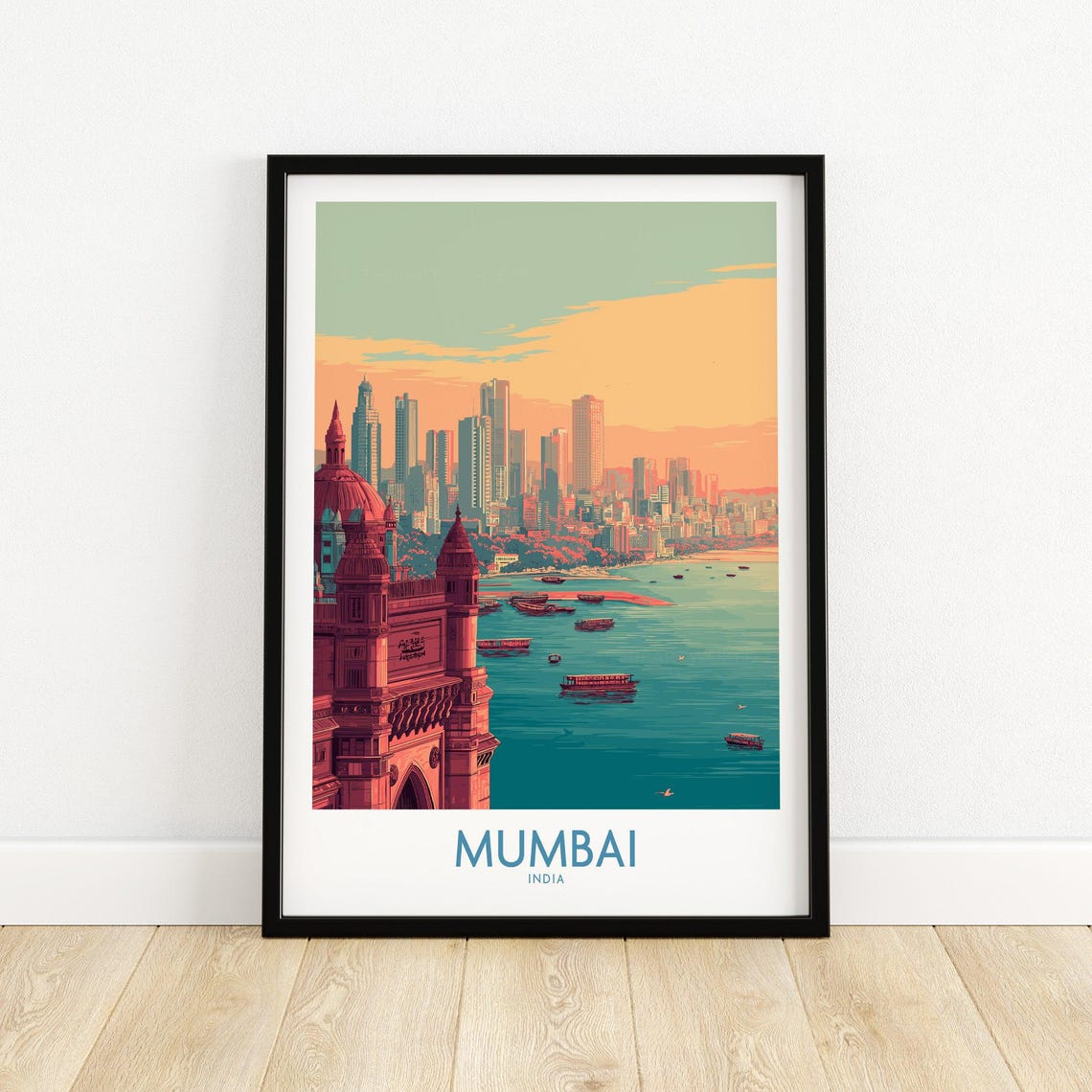 Mumbai Gateway Of India Harbor Skyline Sunset View India Poster