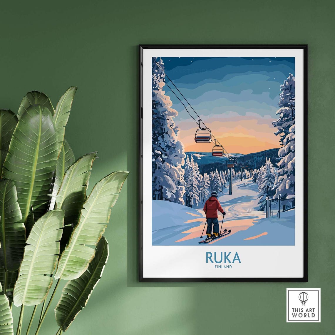 Ruka Ski Lodge, Winter Sports Art Print - Image 2