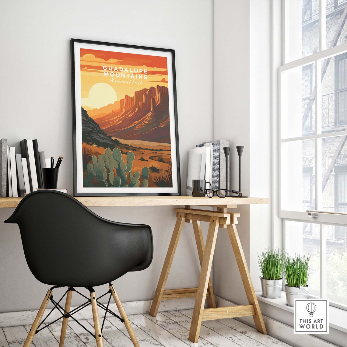 Guadalupe Mountains National Park Desert Sunset Cactus Poster - Image 4