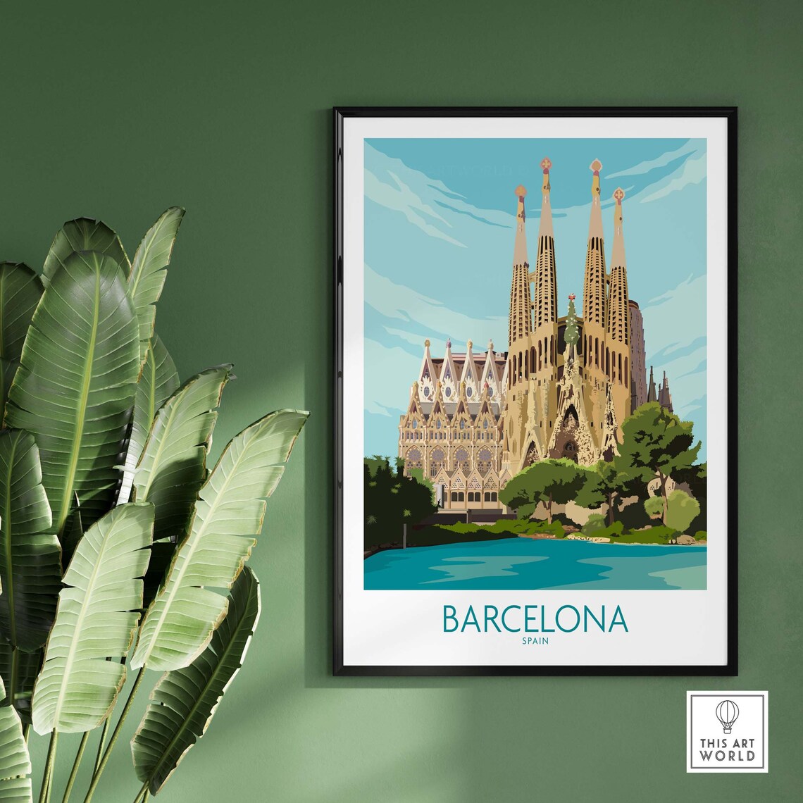 Barcelona Travel Poster, Sagrada Familia, Spain - Image 3