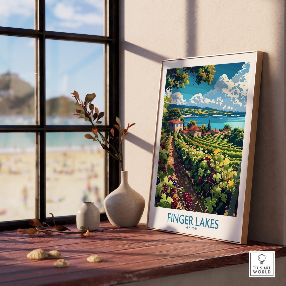 Finger Lakes New York Vineyard Grapes Close-Up Travel Poster - Image 3