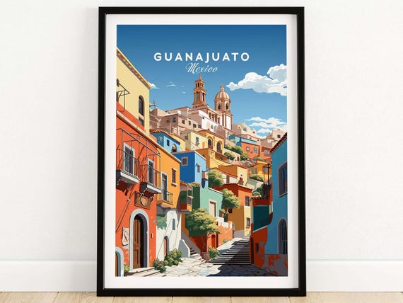 Guanajuato Mexico Poster Art Print Travel Print Home Dcor Poster Gift Illustration Artwork Birthday Present