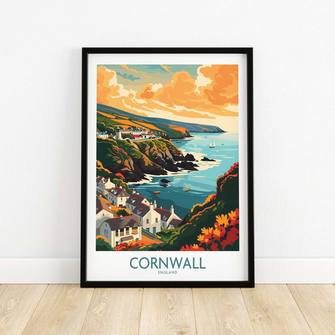 Cornwall Travel Poster, Coastal Place Wall Art Print