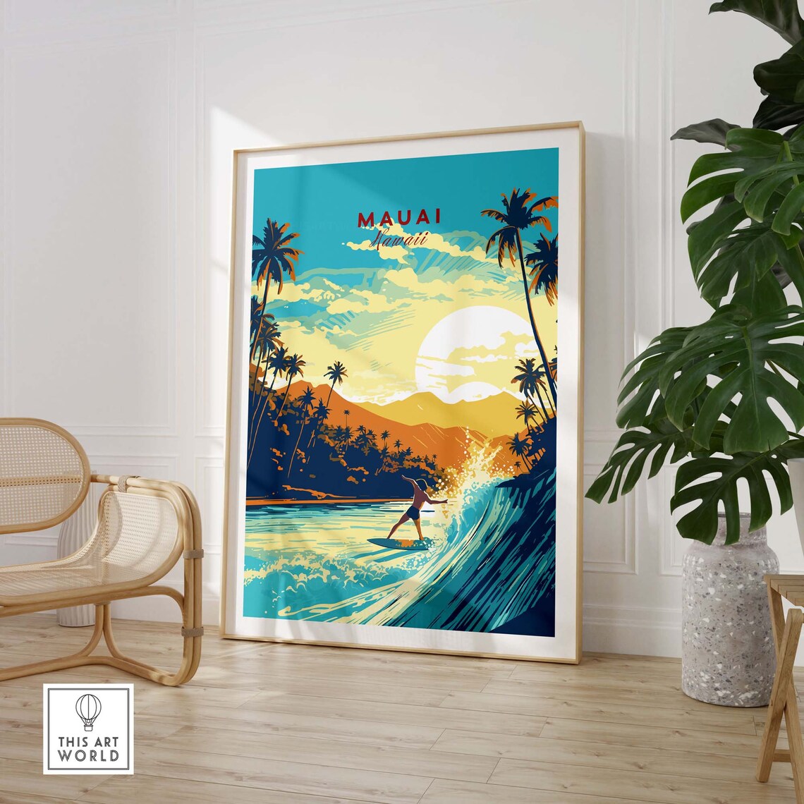 Maui Hawaii Surf Travel Poster, Home Decor Art - Image 3