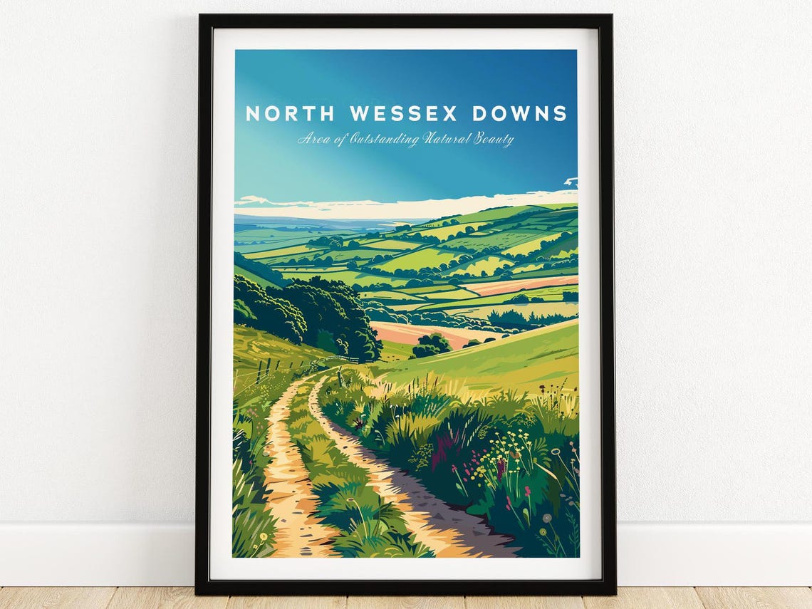 North Wessex Downs Poster Wessex Downs Travel Print Wall Art Aonb Wall Hanging Home Decor Wessex Downs Art Lover Gift Birthday Present