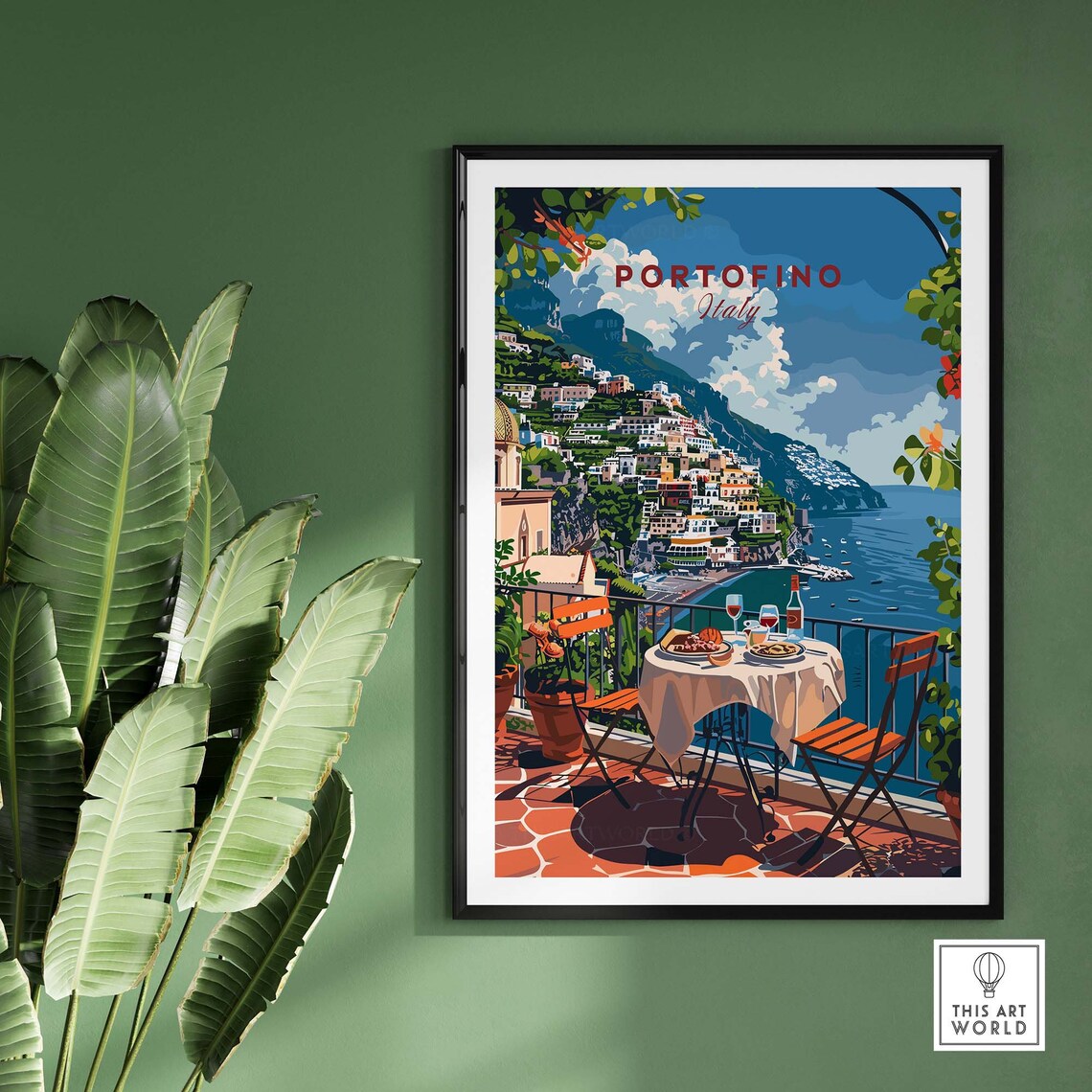 Portofino Travel Poster, Italy Wall Art Print - Image 2