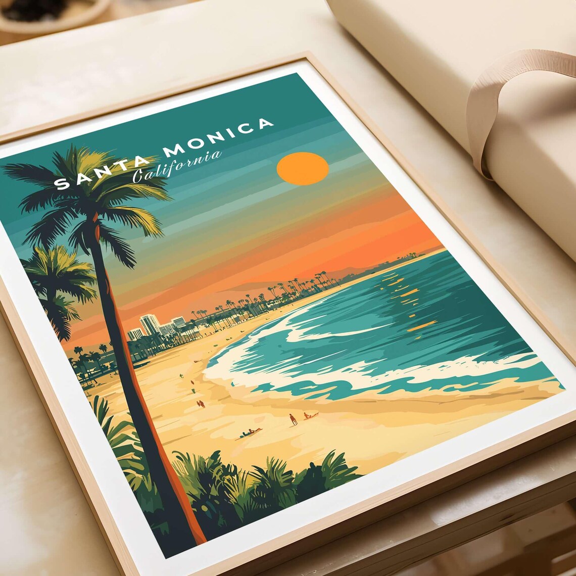 Santa Monica Beach Pier View Travel Poster - Image 5